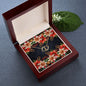 Everlasting Love Necklace (with Horizontal Poinsettia Flowers and Black and White Patterned BG)