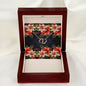 Everlasting Love Necklace (with Horizontal Poinsettia Flowers and Black and White Patterned BG)