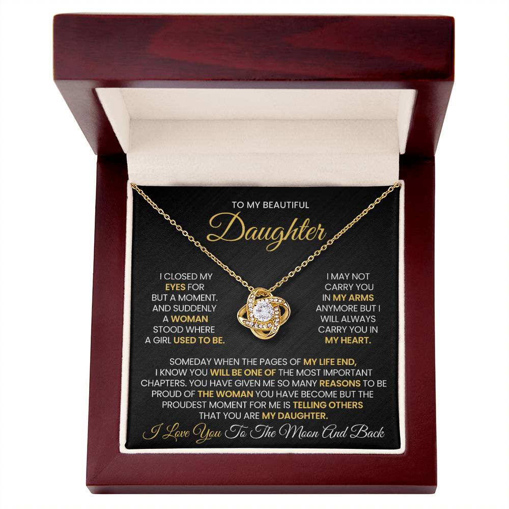To My Beautiful Daughter Love Knot Necklace