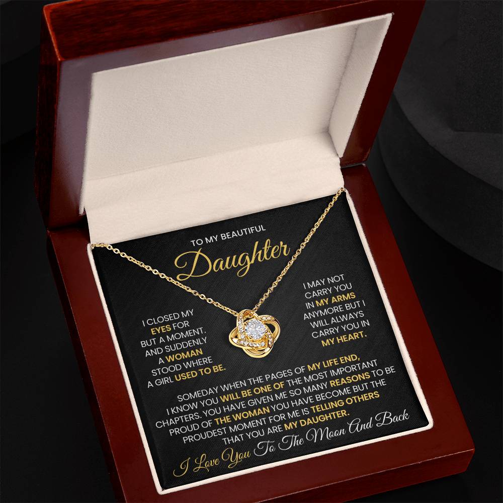 To My Beautiful Daughter Love Knot Necklace