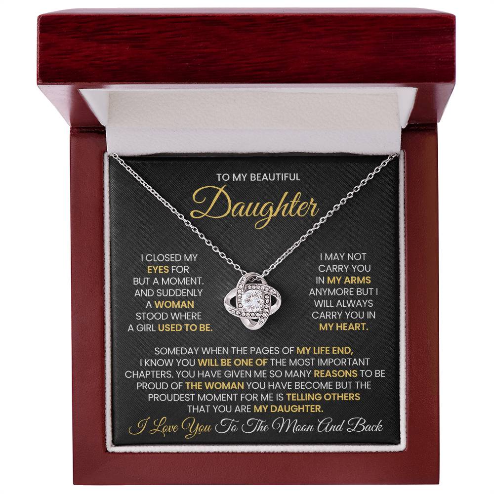 To My Beautiful Daughter Love Knot Necklace