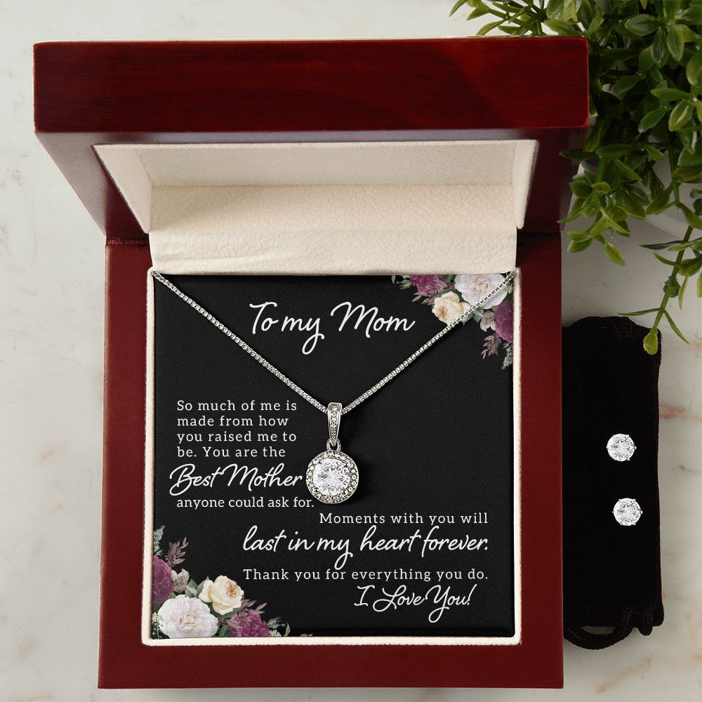 Eternal Hope Necklace and Cubic Zirconia Earring Set (with message to Mom - Best Mother)