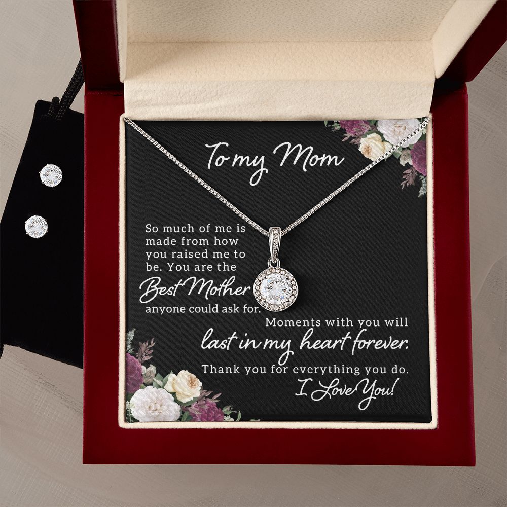 Eternal Hope Necklace and Cubic Zirconia Earring Set (with message to Mom - Best Mother)
