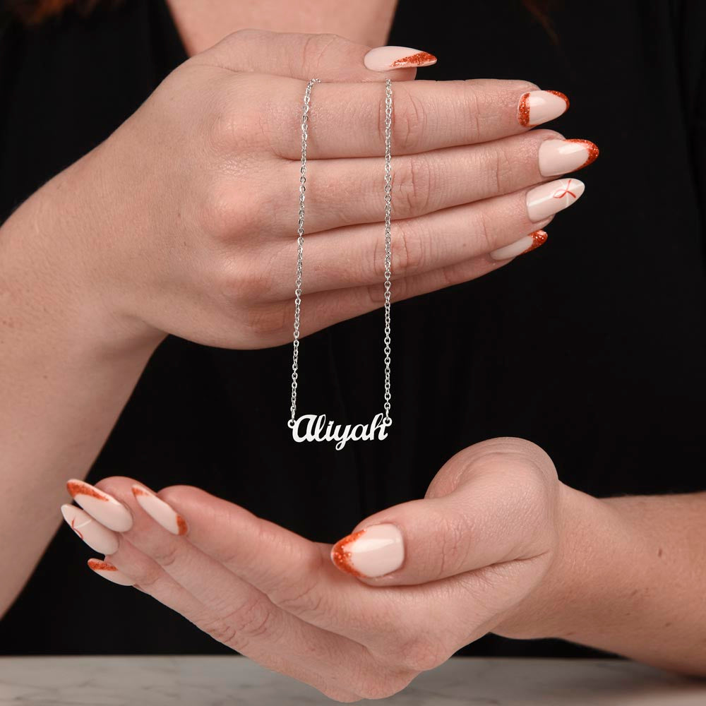 Personalized Name Necklace (with horizontal Galdiolus flowers card)