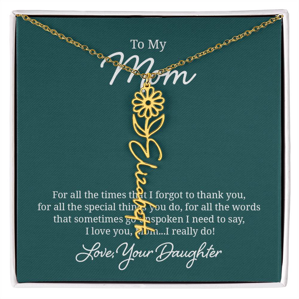Flower Name Necklace for Mom from Daughter