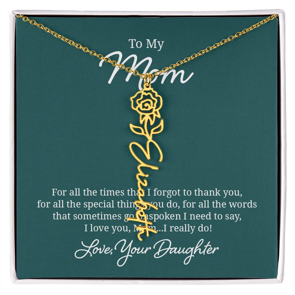 Flower Name Necklace for Mom from Daughter