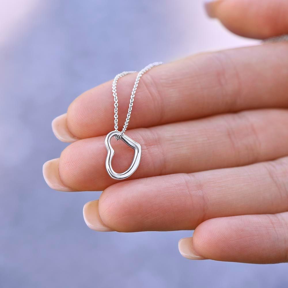 Gold Delicate Heart Necklace (with message for wife)