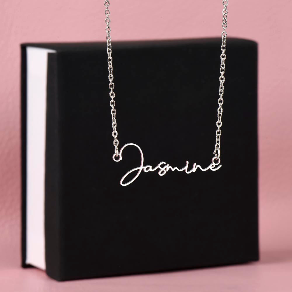 Signature Style Name Necklace (with message for Wife- I will always love you - Mother's Day)