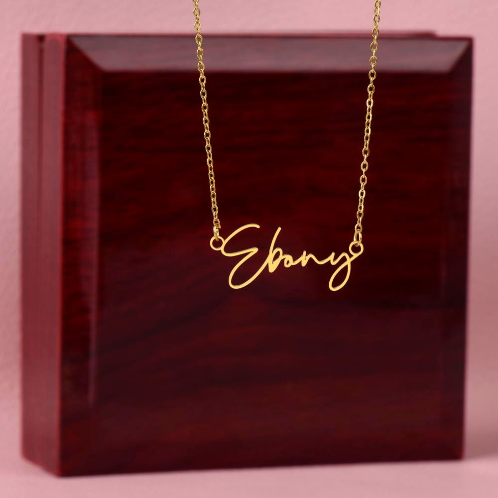 Signature Style Name Necklace (with message for Wife- I will always love you - Mother's Day)