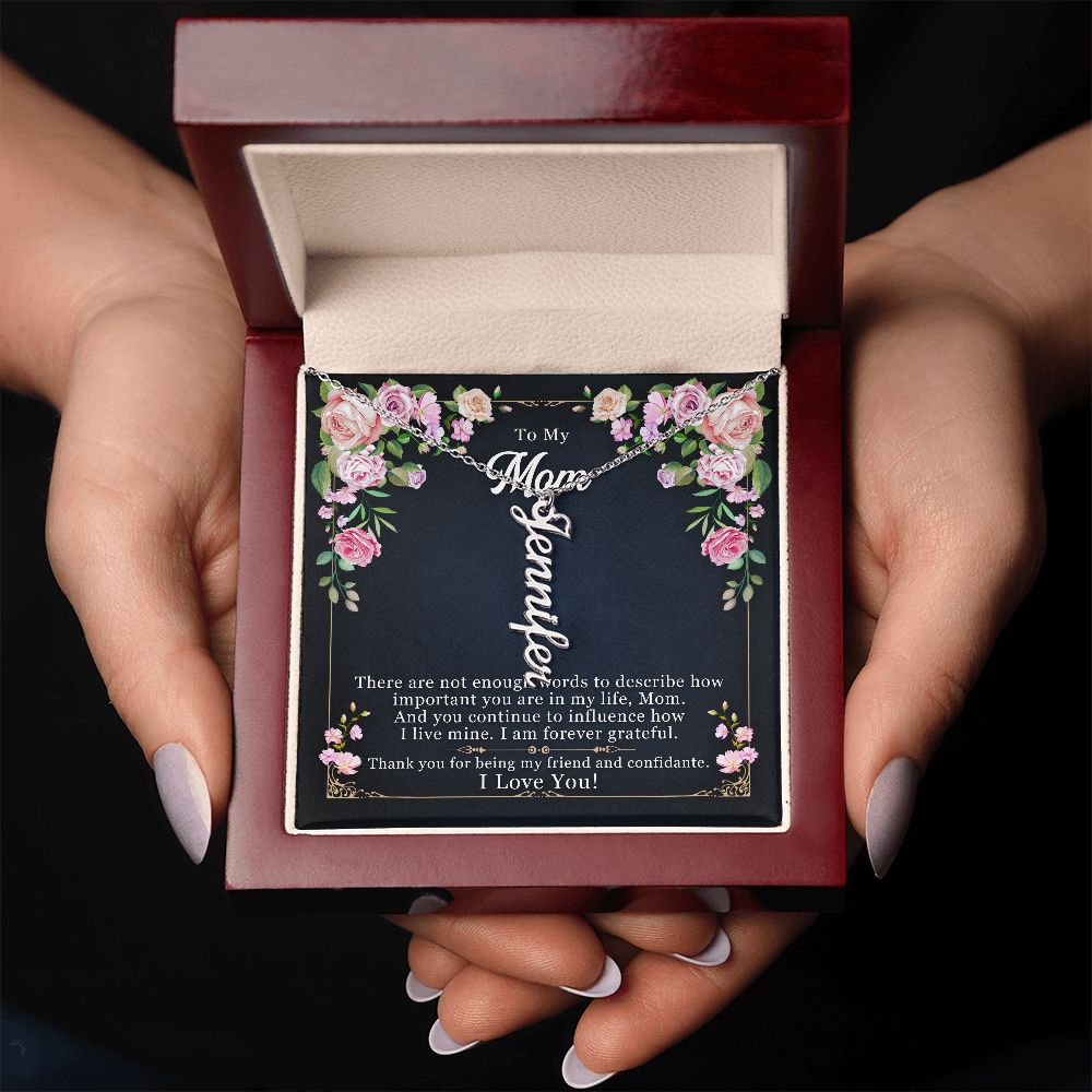 Vertical Name Necklace (with message)