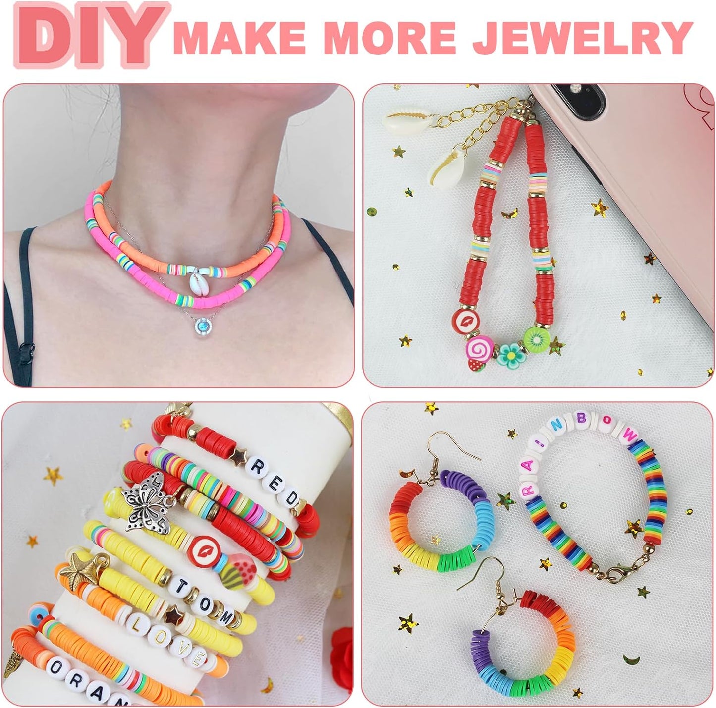 Clay Beads Bracelet Making Kit with Charms Gifts