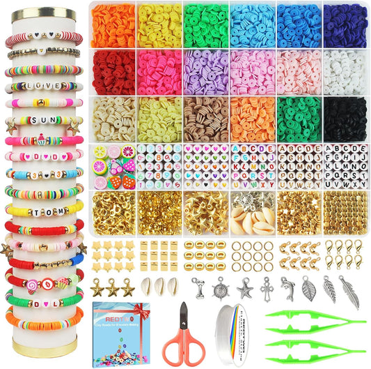 Clay Beads Bracelet Making Kit with Charms Gifts