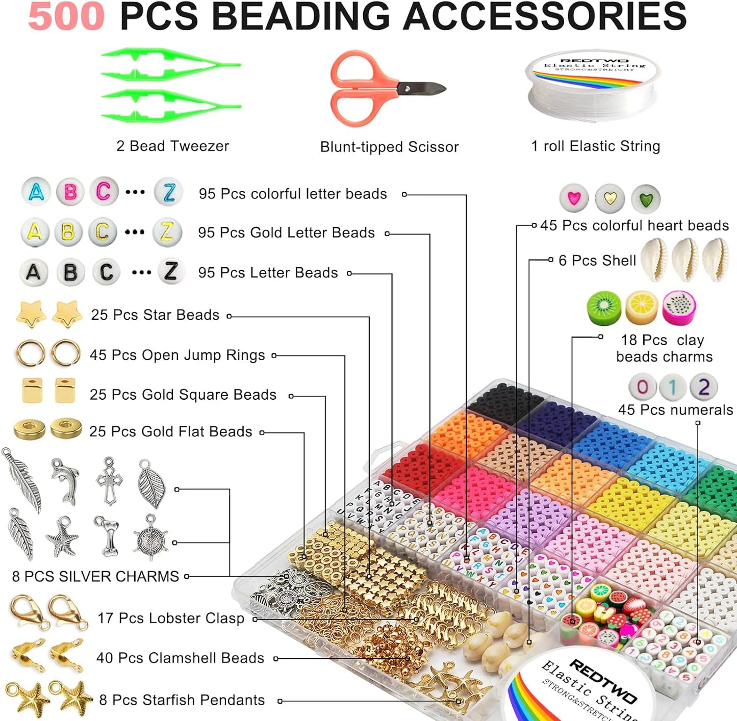 Clay Beads Bracelet Making Kit with Charms Gifts