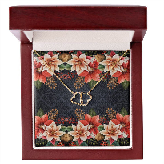 Everlasting Love Necklace (with Horizontal Poinsettia Flowers Horizontal Black and White Patterned BG)