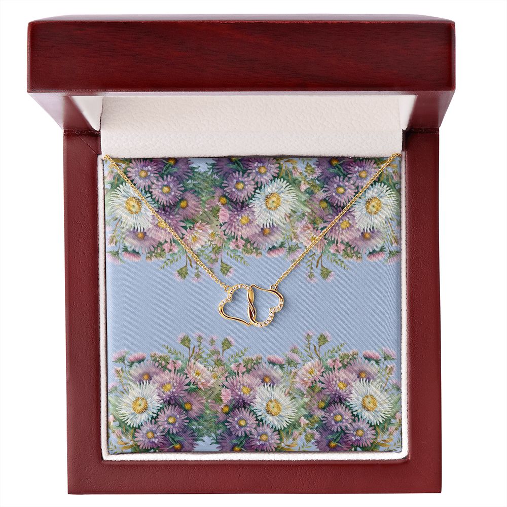 Everlasting Love. Necklace (with horizontal Aster flowers card)