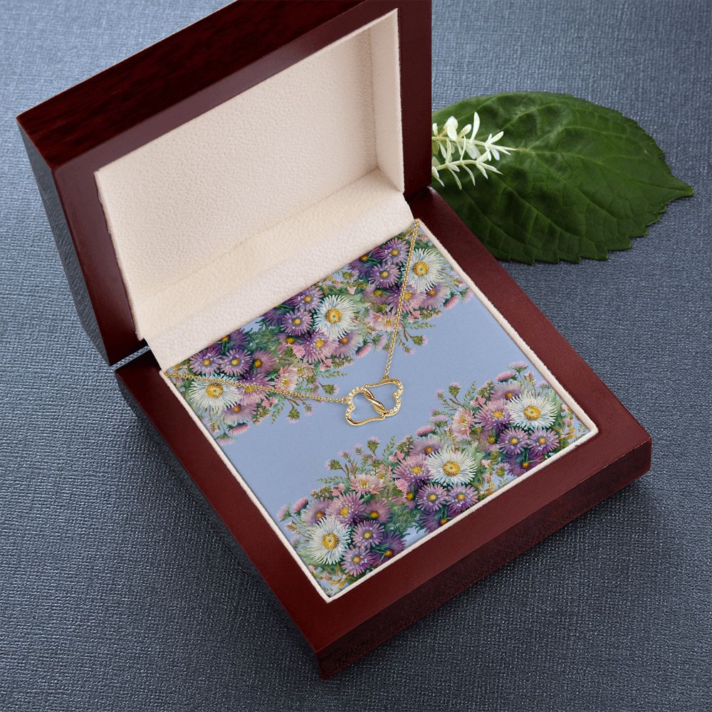 Everlasting Love. Necklace (with horizontal Aster flowers card)