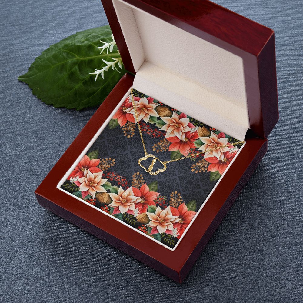 Everlasting Love Necklace (with Horizontal Poinsettia Flowers and Black and White Patterned BG)