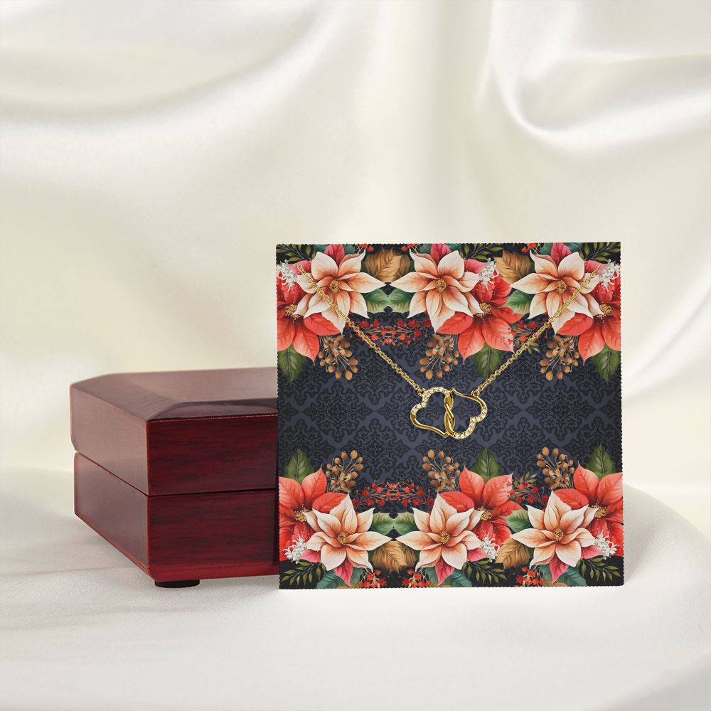 Everlasting Love Necklace (with Horizontal Poinsettia Flowers and Black and White Patterned BG)