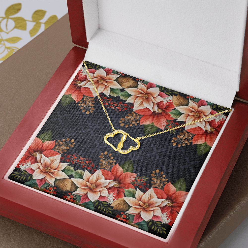 Everlasting Love Necklace (with Horizontal Poinsettia Flowers and Black and White Patterned BG)