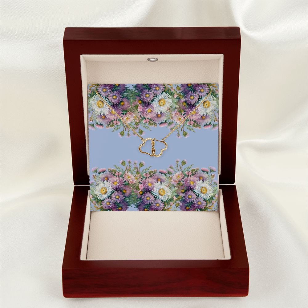 Everlasting Love. Necklace (with horizontal Aster flowers card)