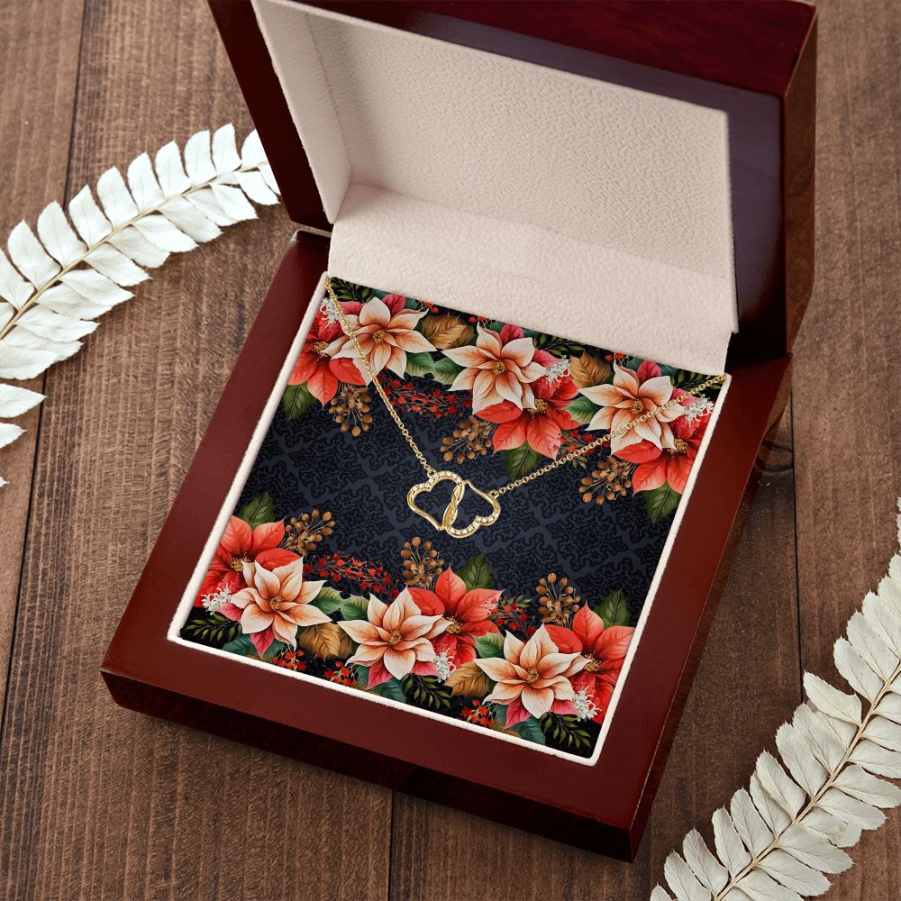Everlasting Love Necklace (with Horizontal Poinsettia Flowers and Black and White Patterned BG)