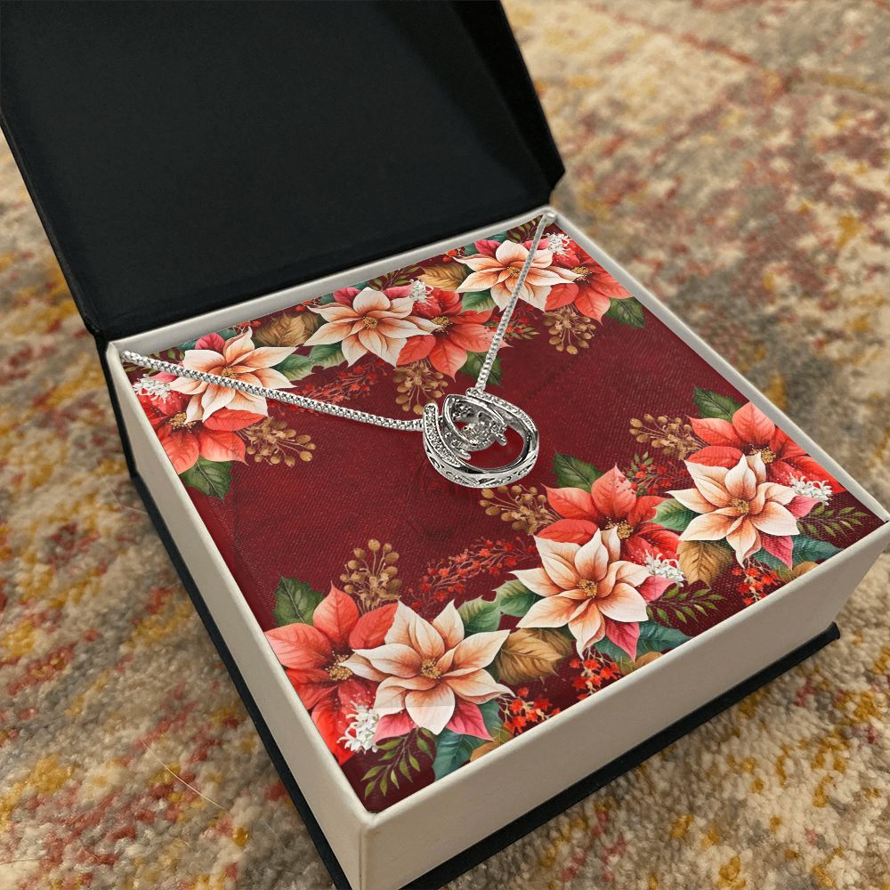 Lucky In Love Necklace (with horizontal Poinsettias Flowers and Red Burnt BG Card)
