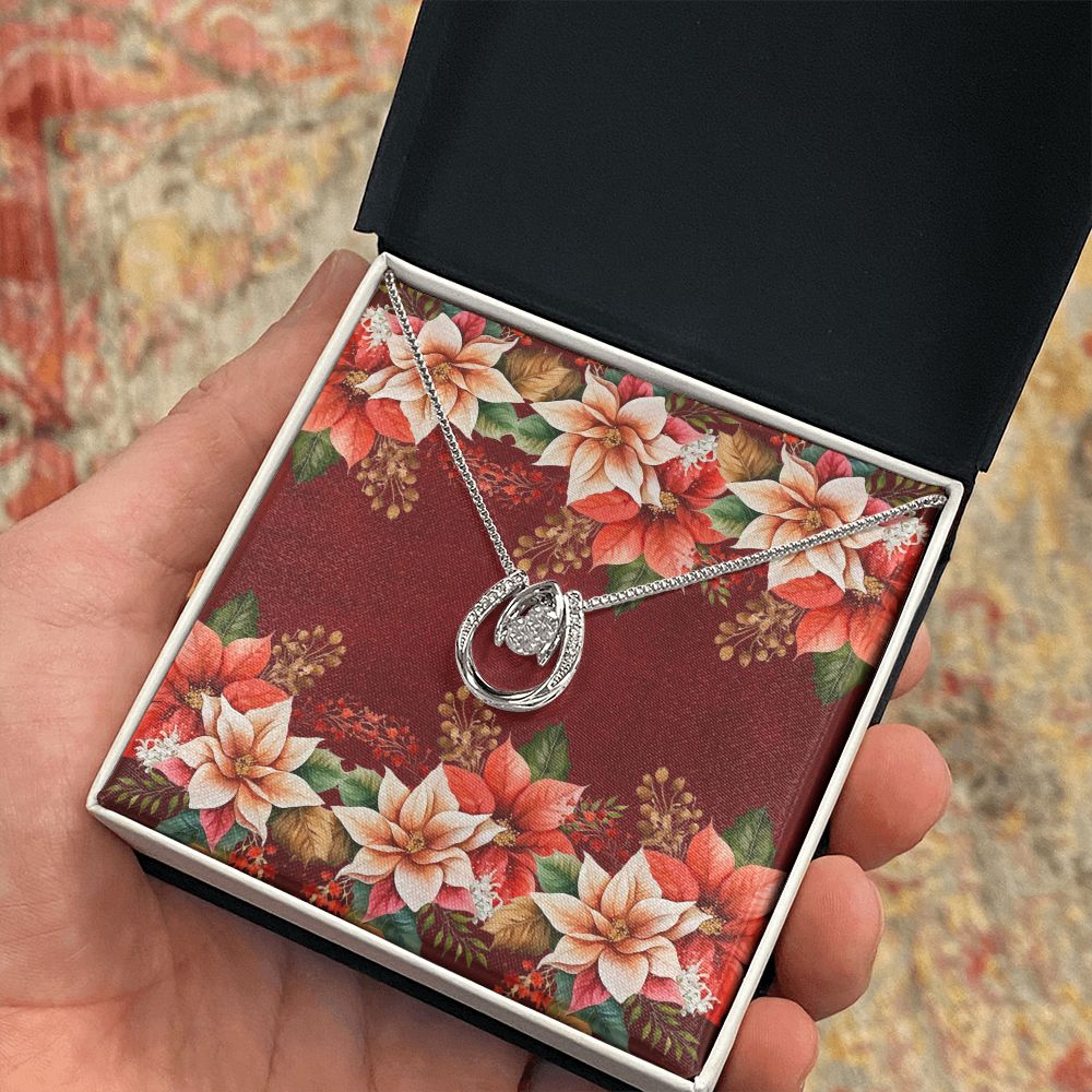 Lucky In Love Necklace (with horizontal Poinsettias Flowers and Red Burnt BG Card)