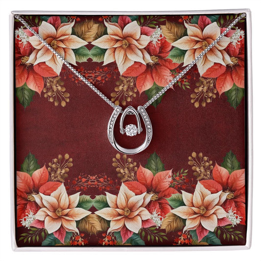 Lucky In Love Necklace (with horizontal Poinsettias Flowers and Red Burnt BG Card)