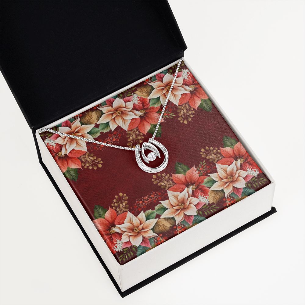 Lucky In Love Necklace (with horizontal Poinsettias Flowers and Red Burnt BG Card)