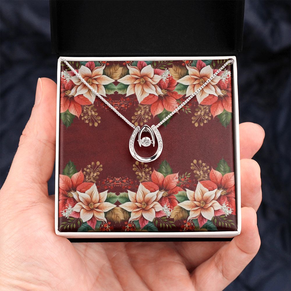 Lucky In Love Necklace (with horizontal Poinsettias Flowers and Red Burnt BG Card)