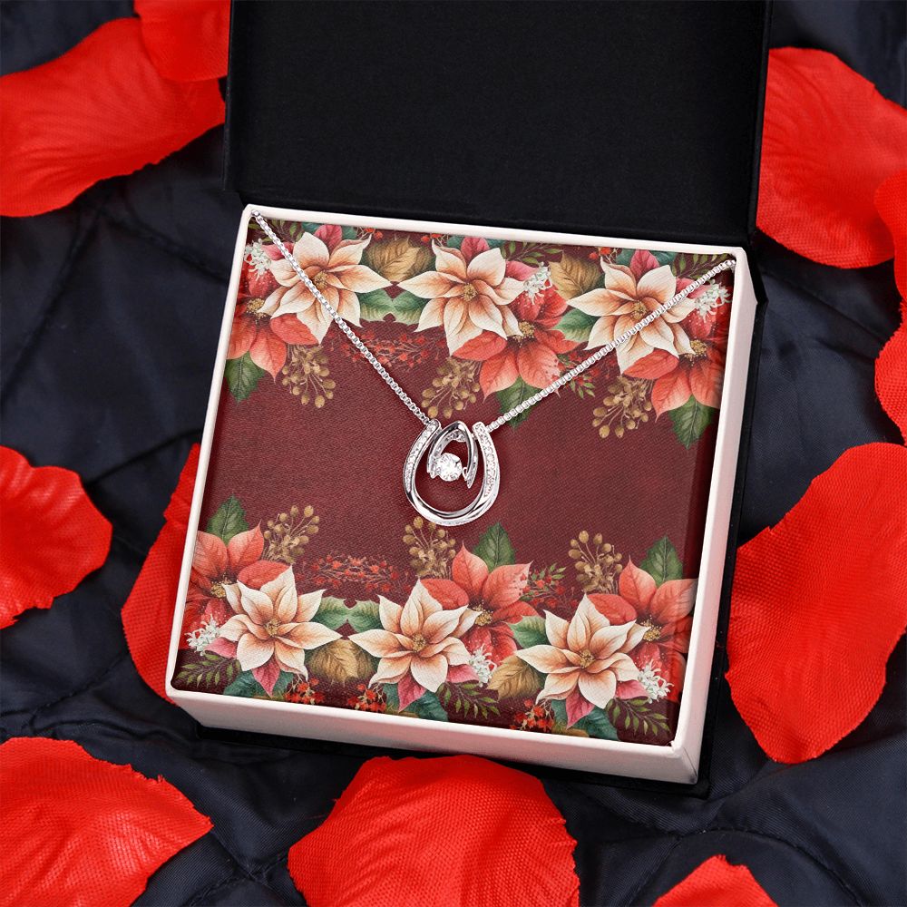 Lucky In Love Necklace (with horizontal Poinsettias Flowers and Red Burnt BG Card)