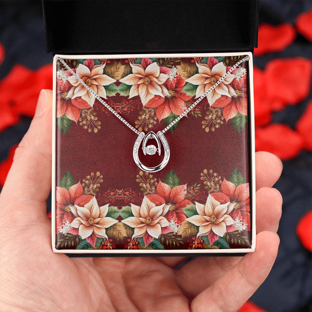 Lucky In Love Necklace (with horizontal Poinsettias Flowers and Red Burnt BG Card)