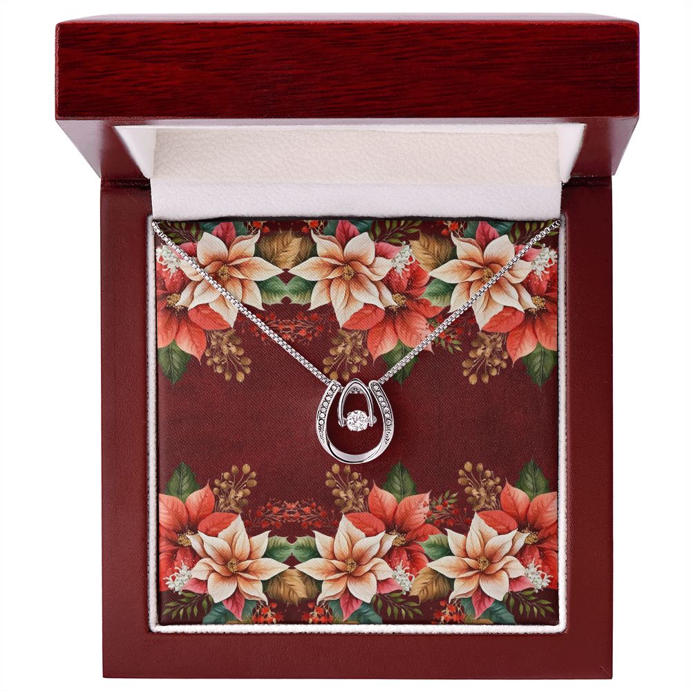 Lucky In Love Necklace (with horizontal Poinsettias Flowers and Red Burnt BG Card)