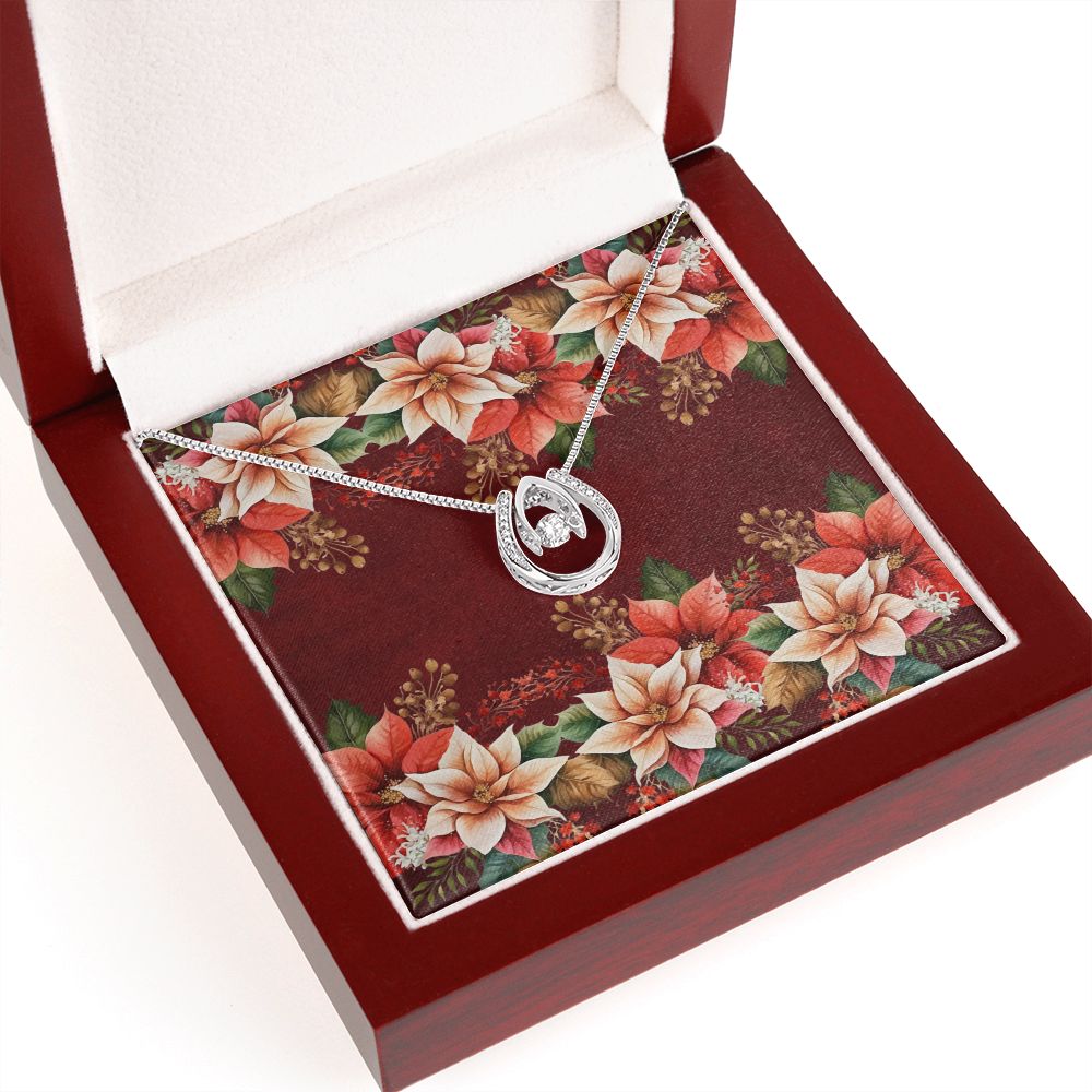 Lucky In Love Necklace (with horizontal Poinsettias Flowers and Red Burnt BG Card)
