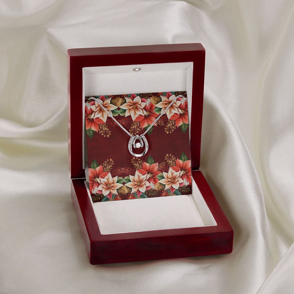 Lucky In Love Necklace (with horizontal Poinsettias Flowers and Red Burnt BG Card)