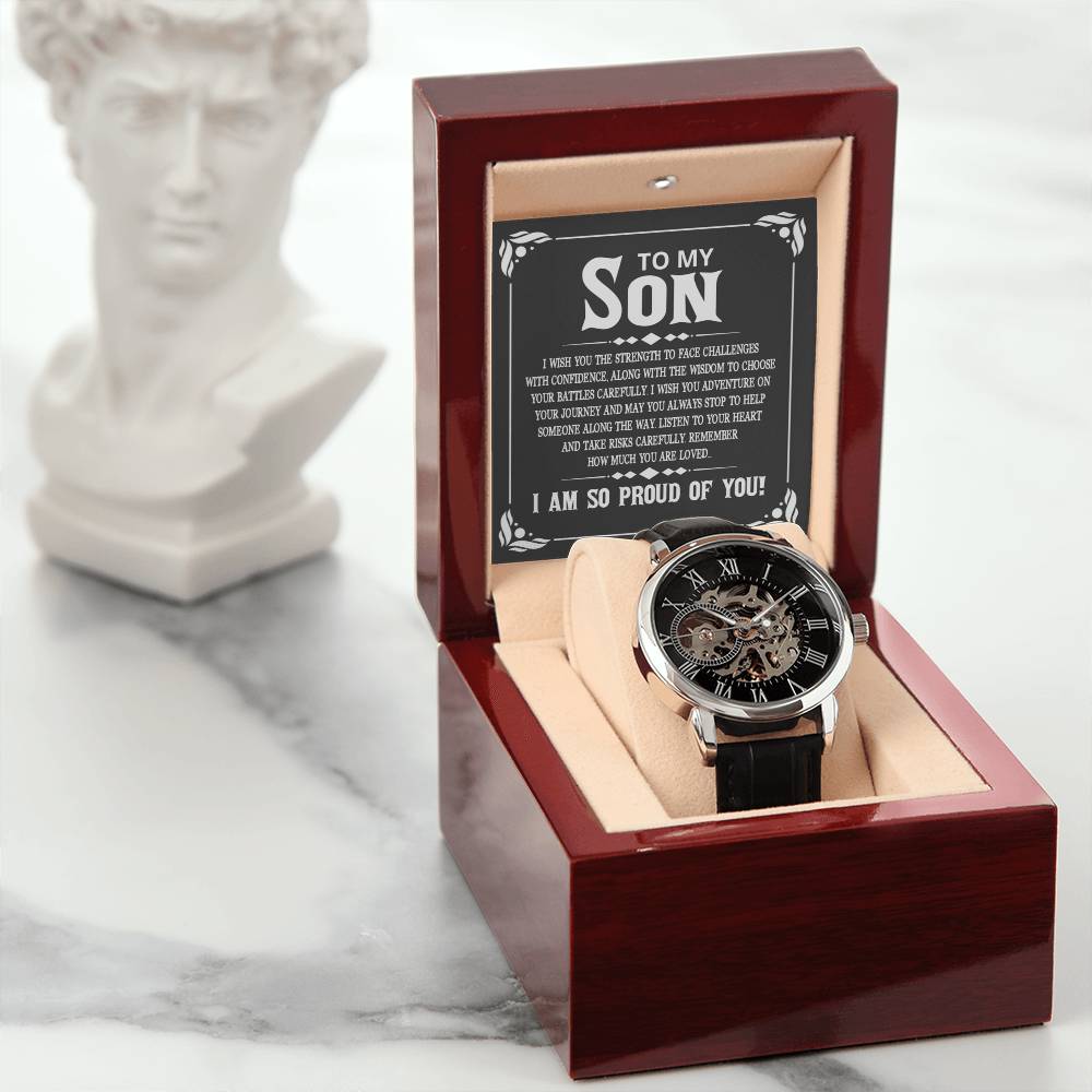 Men's Openwork Watch - I Am So Proud of You Son