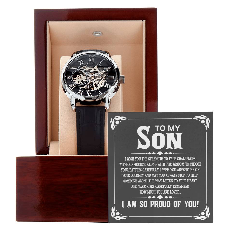 Men's Openwork Watch - I Am So Proud of You Son
