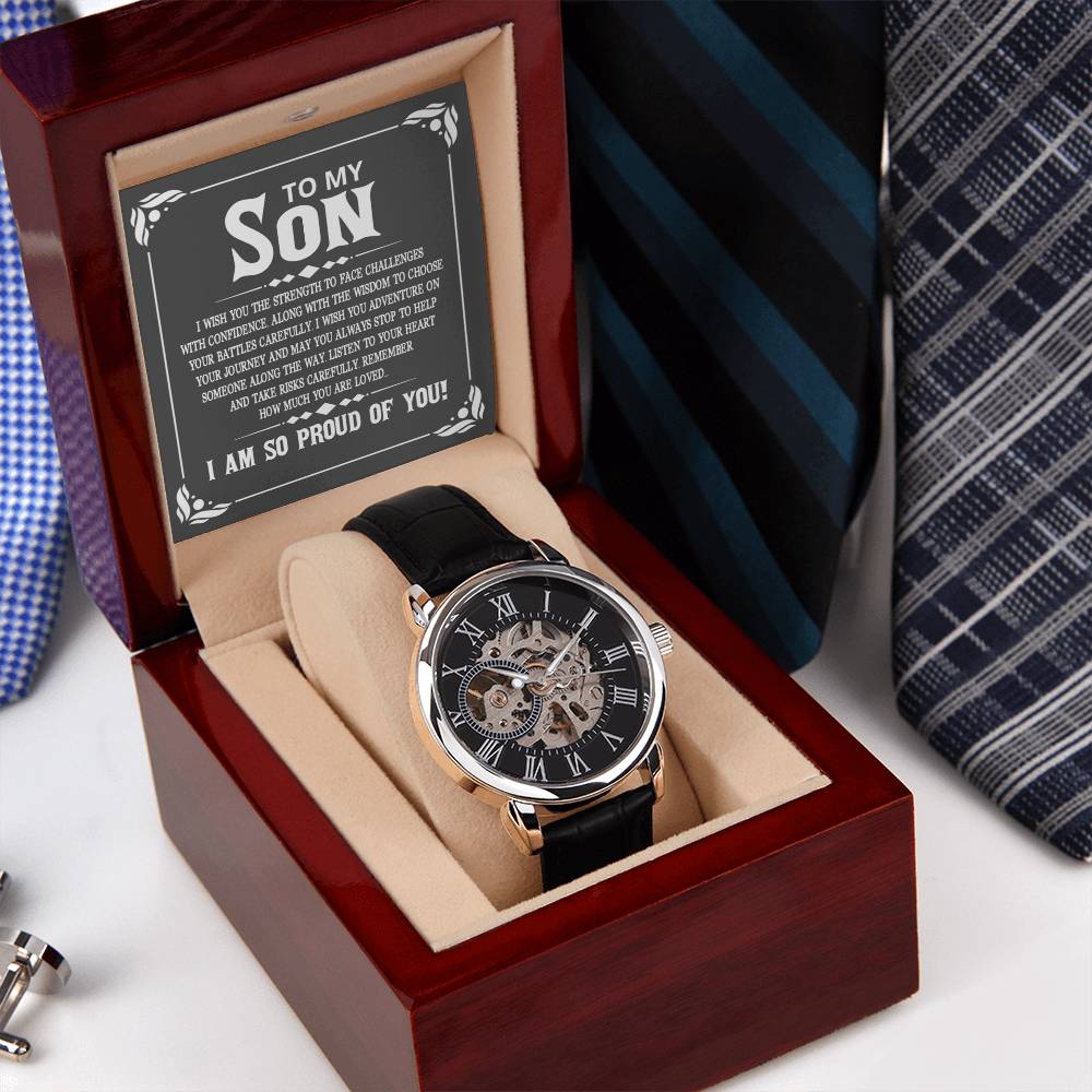 Men's Openwork Watch - I Am So Proud of You Son