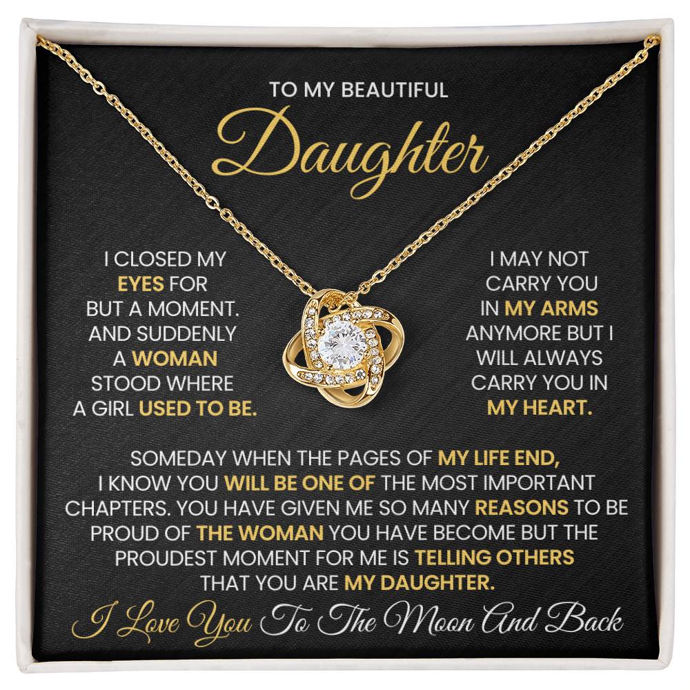 To My Beautiful Daughter Love Knot Necklace