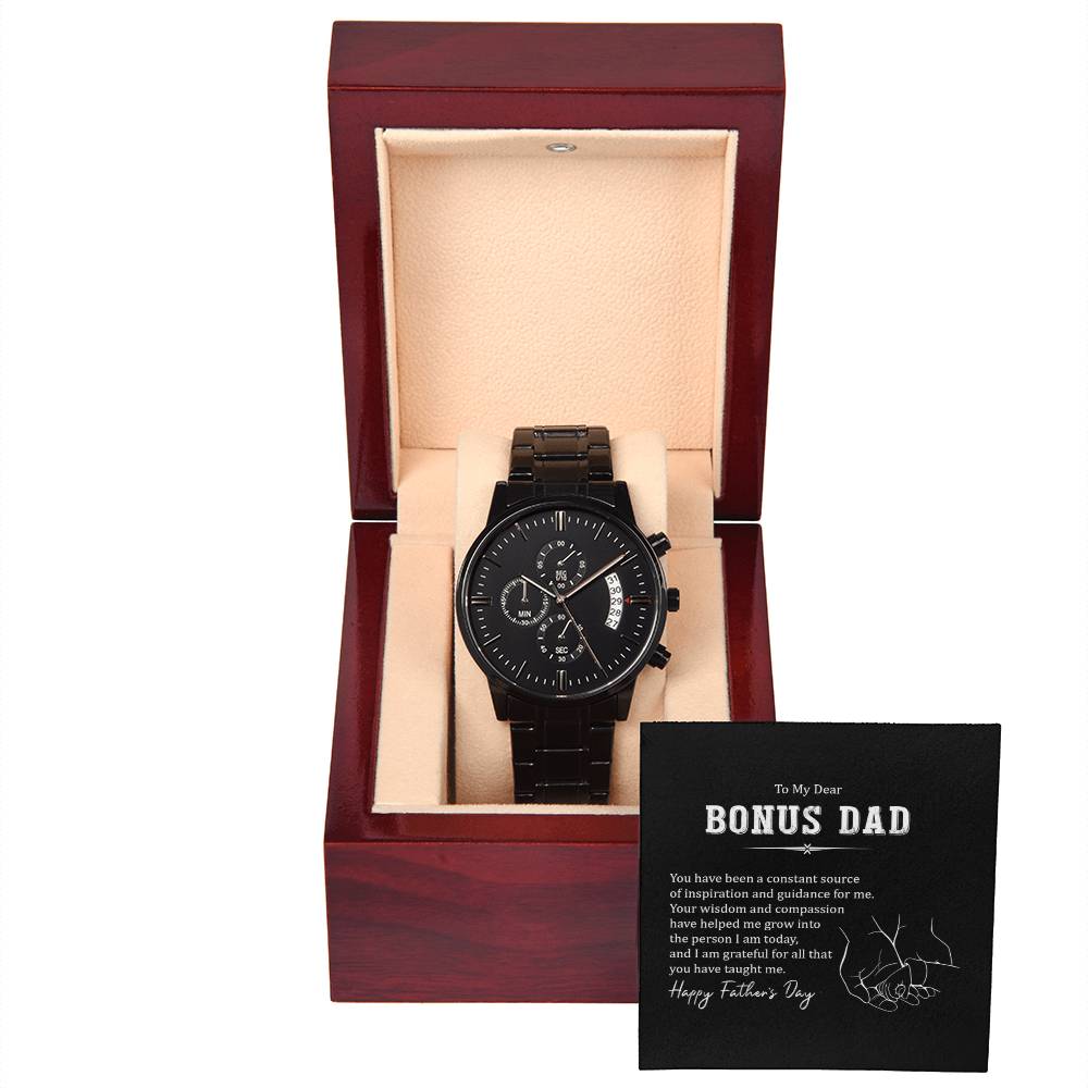 Black Chronograph Watch - For Bonus Dad