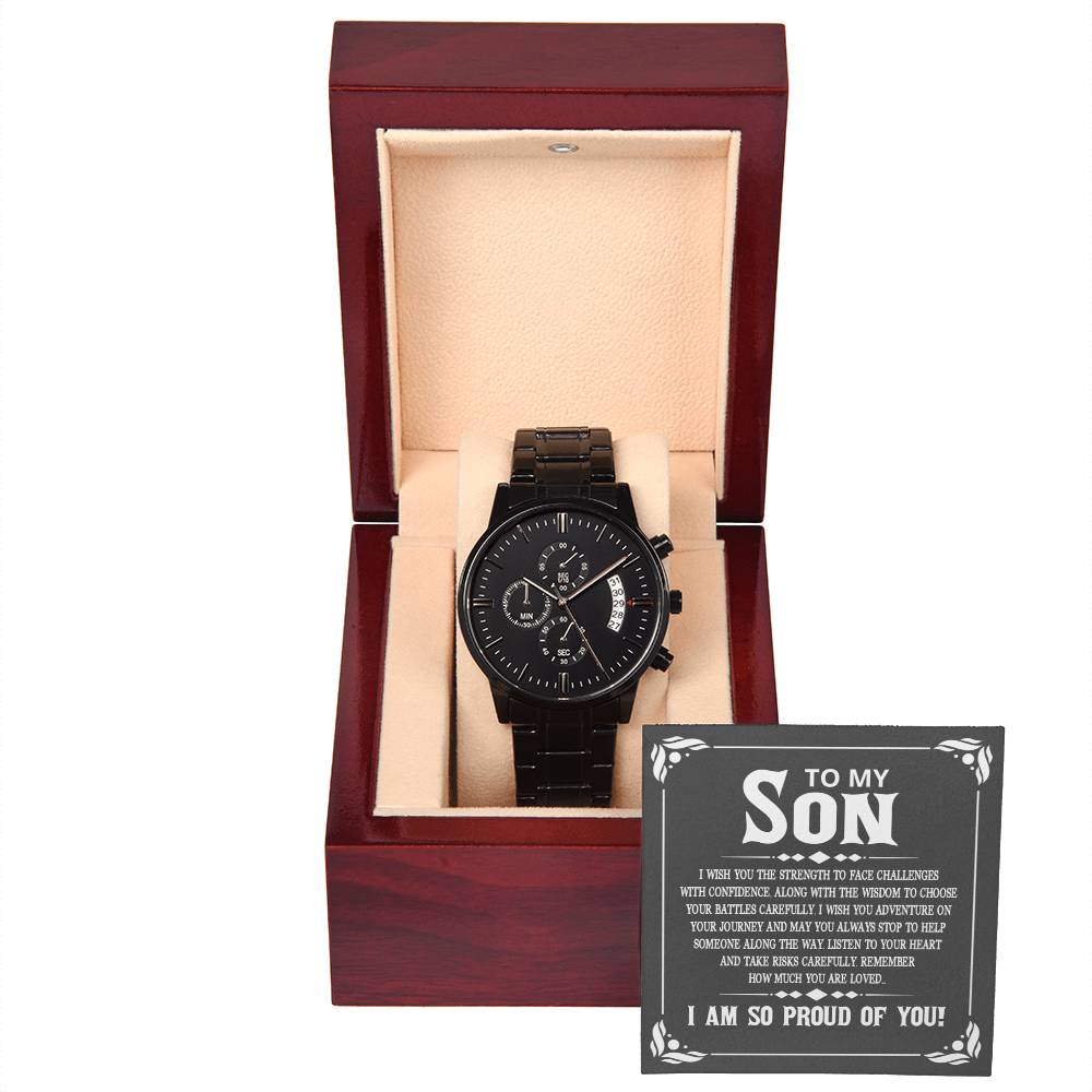 Black Chronograph Watch - I Am So Proud of You Son