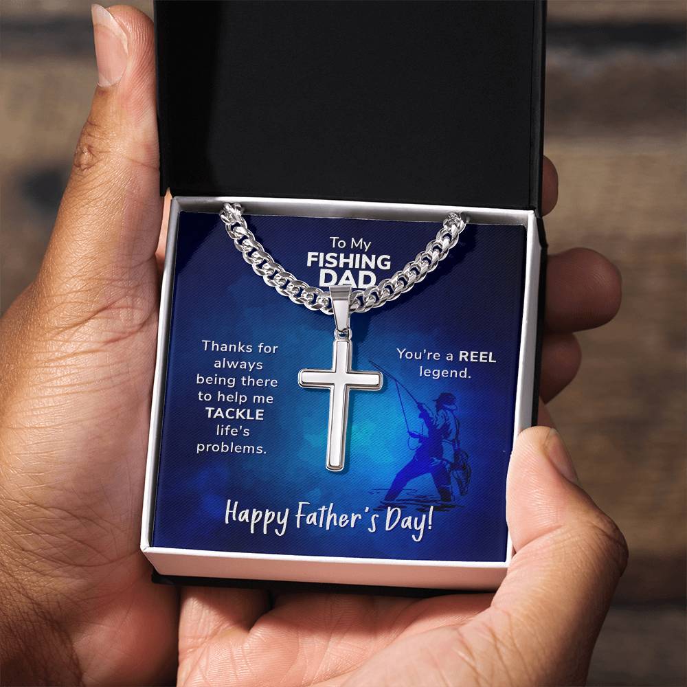 To My Fishing on sale Dad Father's Day Cross Necklace(Personalized Engraving On Back)