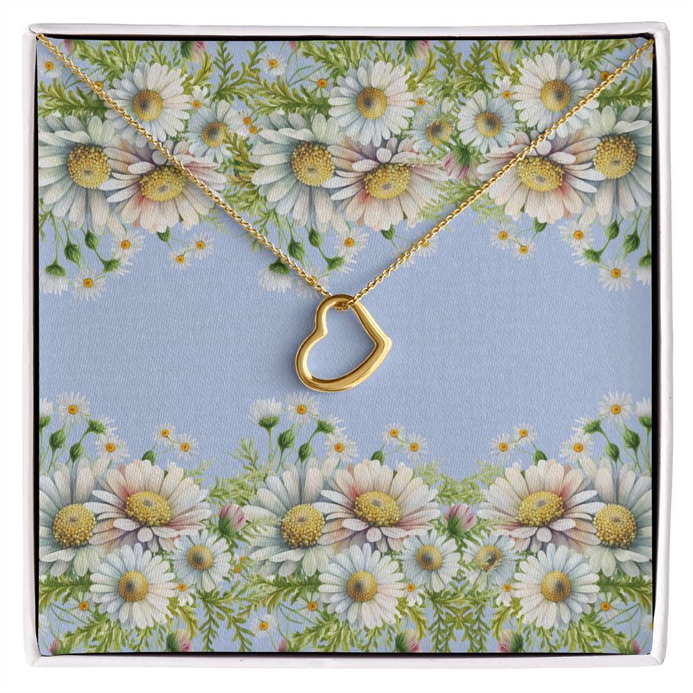 Heart Necklace (horizontal daisies- no message)