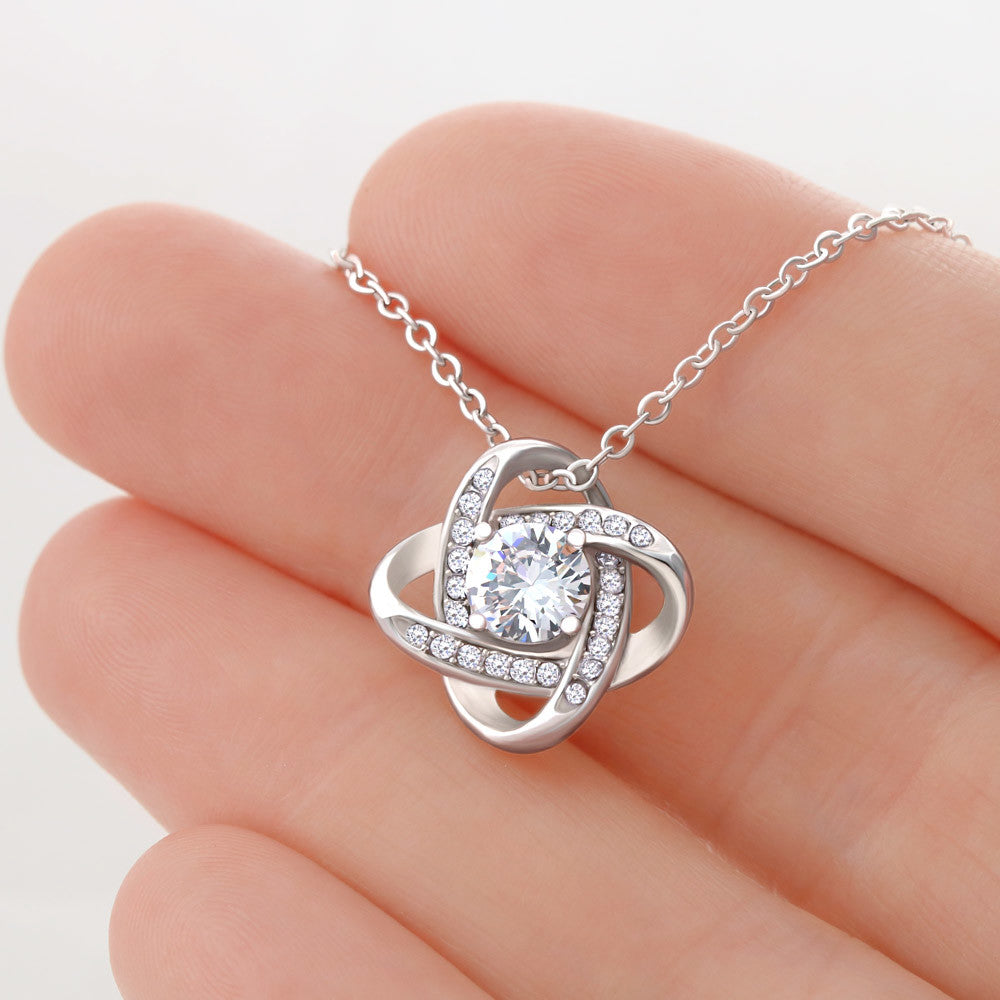 Knot of Love Pendant Necklace (No MC) with White Gold or Yellow Gold Finish