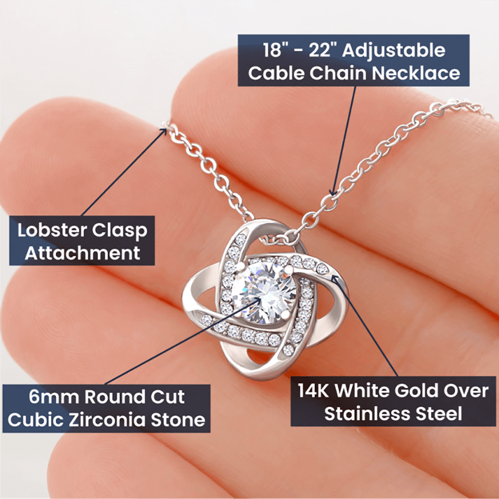 Knot of Love Pendant Necklace (No MC) with White Gold or Yellow Gold Finish