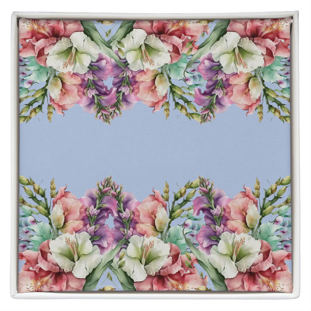 Personalized Name Necklace (with horizontal Galdiolus flowers card)