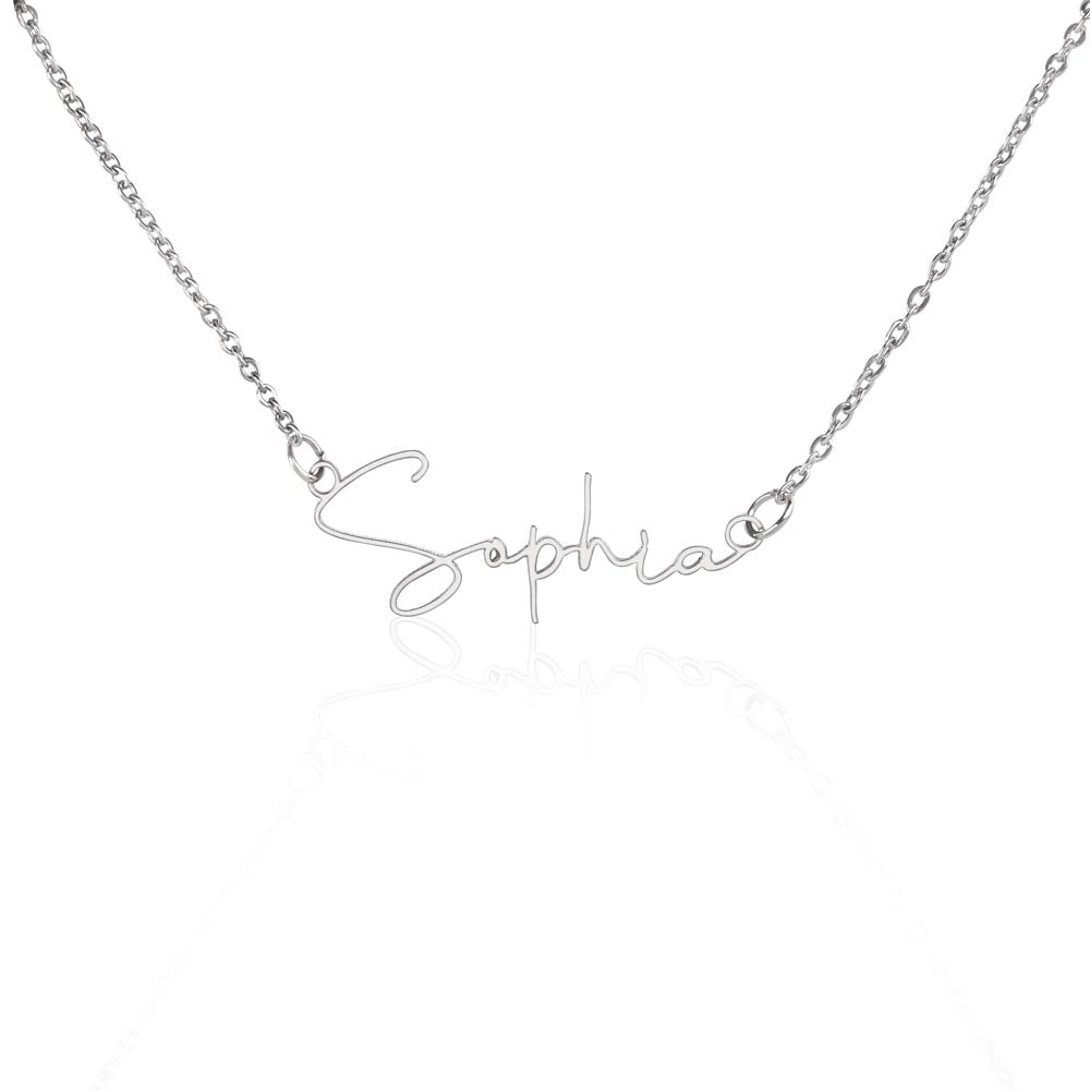 Signature Style Name Necklace (with Horizontal Chrysanthemum Card)