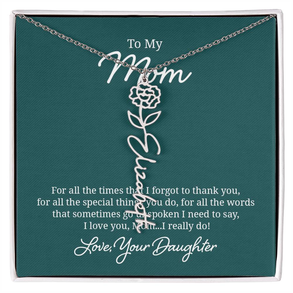 Flower Name Necklace for Mom from Daughter