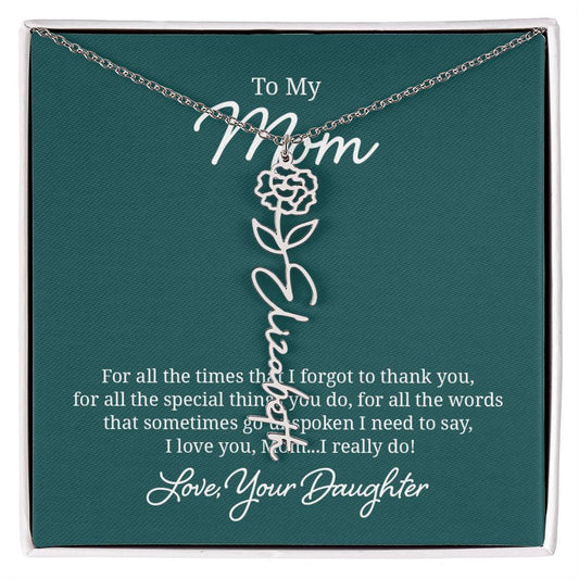 Flower Name Necklace for Mom from Daughter