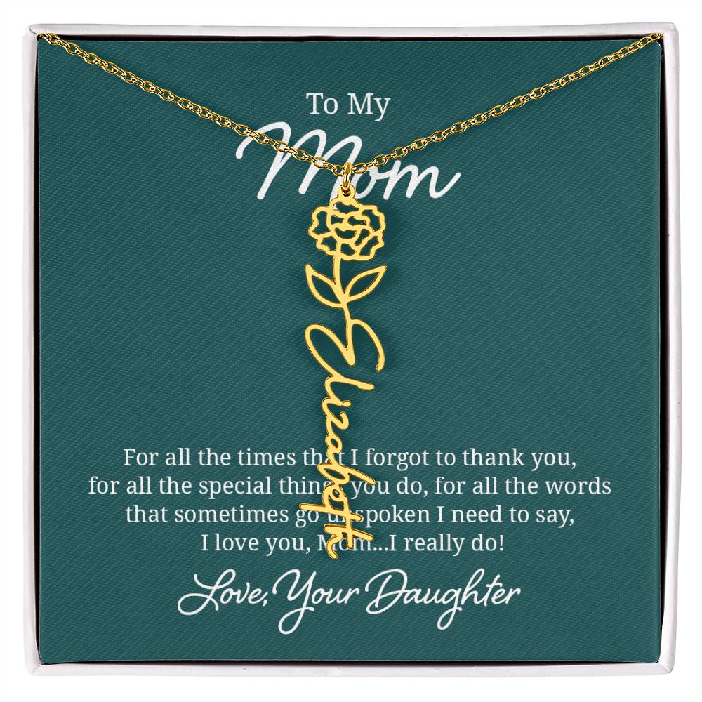 Flower Name Necklace for Mom from Daughter